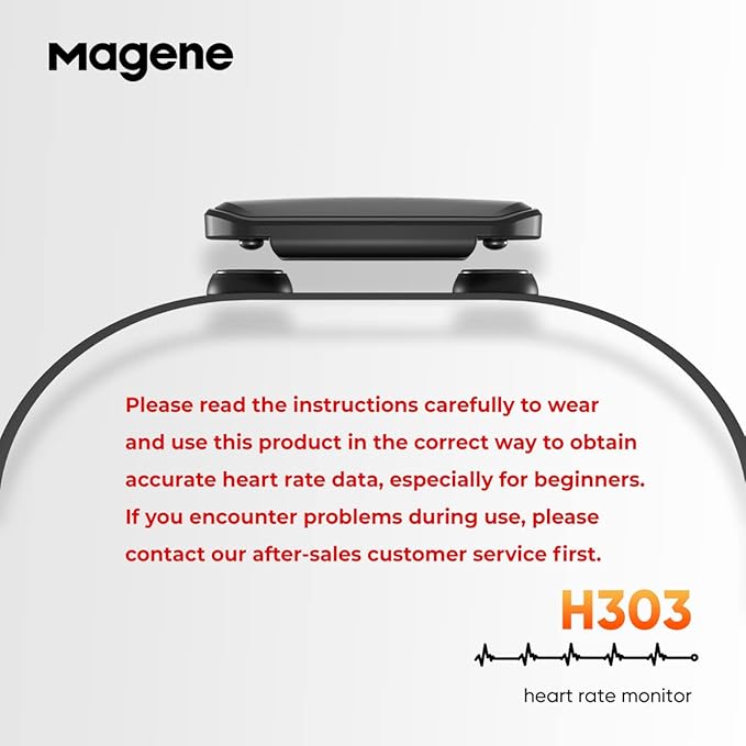 Magene H303 Heart Rate Monitor, Heart Rate Sensor Chest Strap, Protocol ANT+/Bluetooth, Compatible with iOS/Android APPs