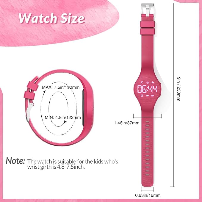 Kids Led Fitness Tracker Watch for Boys Girls, No App, Digital Sport Wristwatch, Waterproof, with Pedometer Alarm Clock, for Teens Children Students Ages 5-16 (red)