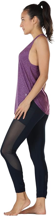 icyzone Women's Racerback Workout Athletic Running Tank Tops Loose Fit (Pack of 2)