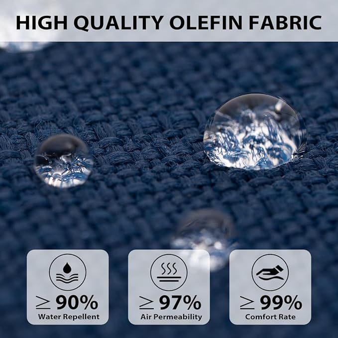 Sundale Outdoor Olefin Bench Cushion， Water-Resistant Patio Couch Cushion, Loveseat Sofa Pad with Straps Dark Blue, 48 x 18 x 4 Inches