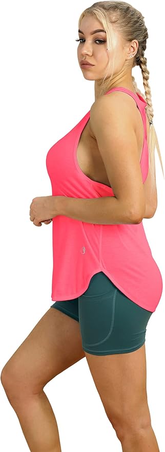 icyzone Women's Racerback Workout Athletic Running Tank Tops Loose Fit (Pack of 2)