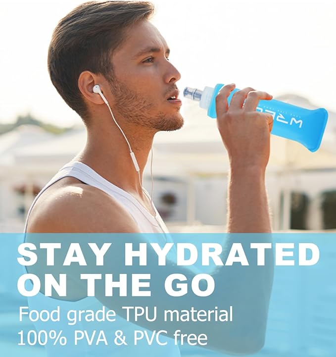 Folding Soft Flask Portable Collapsible Running Lightweight Water Bottle for Outdoor Sports,Travel with Mouthpeice Cover