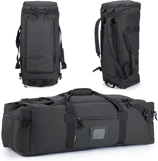 105l Large Duffel Bag For Travel, Gym & Sports - Water Repellent Polyester, Hidden Straps, Shoe Compartment - Perfect Luggage Duffle Bag Or Backpack For Men & Women