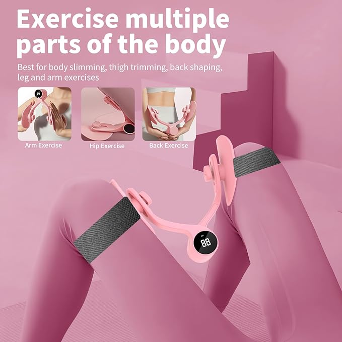 Thigh Master 2025 Upgraded,Inner Thigh Exerciser,Pelvic Floor Exercise Devices, Kegel Exerciser for Women with Resistance Band and Back Training Rope - 3 Strength Levels and LED Counting Display