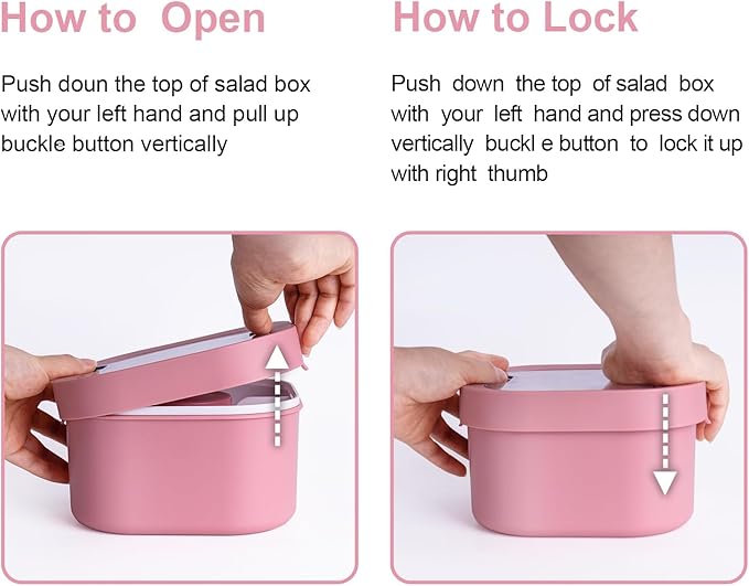 All-in-One Bento Box Container - Large 61-oz Adult Lunch Box with Bag, 4-Compartment Bento-Style Tray, 3-oz Sauce Container, and Reusable Fork - Dishwasher, Microwave (Pink)