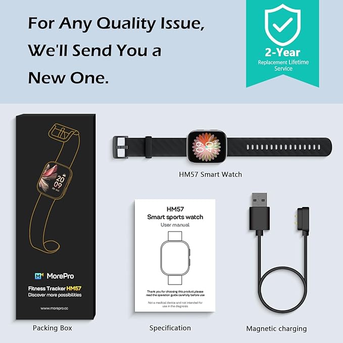 MorePro Health Fitness Tracker with 24/7 Heart Rate/Blood Pressure Monitor, Blood Oxy-gen/Sleep Tracking, 120+ Sports Activity Tracker, Smart Watch (Make/Answer Call) with Step Counter for Women Men