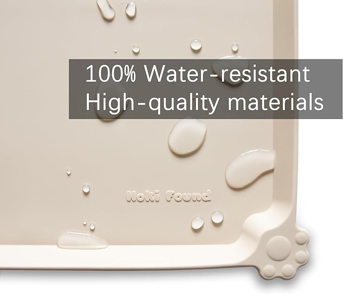 Hoki Found L Silicone Non Slip Pet Dog Cat Bowl Mats - Waterproof Dog Cat Food Mats for Carpet - PapayaWhip