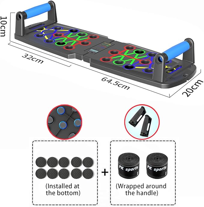 Push Up Board for Men, Push Up Bar at Home Workout Equipment, Pushup Handles Home Gym Exercise Fitness Equipment Portable Foldable with Counter and Wrist guards
