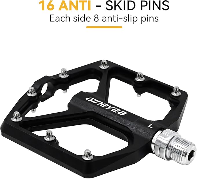 Bike Pedals, Universal Fit Bicycle Pedals Aluminum 9/16" Sealed Bearing Lightweight Wide Flat Platform for Road Mountain BMX MTB Bike