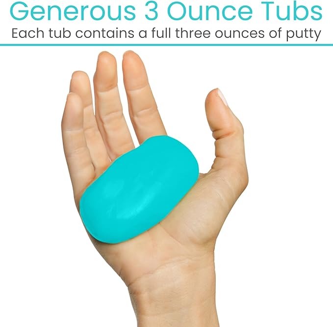 Vive Therapy Putty, Occupational Hand Tools (2 Pack) - Sensory Stress Relief - for Physical Exercise, Finger Pain, Grip Strength, Rehab, Arthritis, Adults, Forearms, Fidgeting, Motor Skills