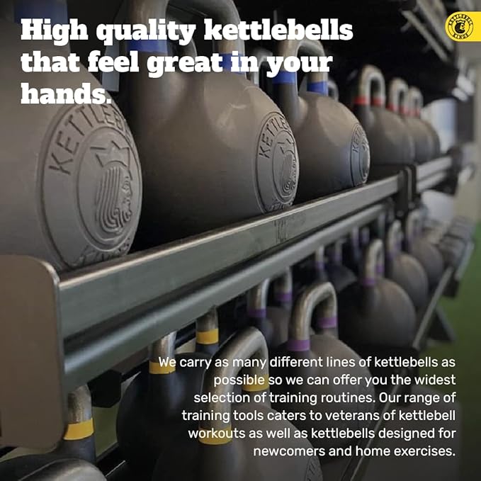 Kettlebell Kings Powder Coated Kettlebell Weights - 9-97 lb Strength Training Kettlebells for Men and Women - Hand Weights Workout Gym Equipment - Weights Set for Home Gym- New