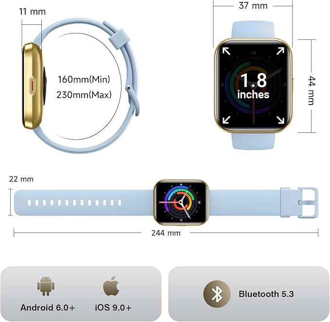 Smart Watches for Women Men, 1.85" Screen Smartwatch Compatible iPhone Android Phone (Answer/Make Call), 24/7 SpO2 Sleep Heart Rate Monitor,3ATM Waterproof, Fitness Tracker Watch 120+ Sport