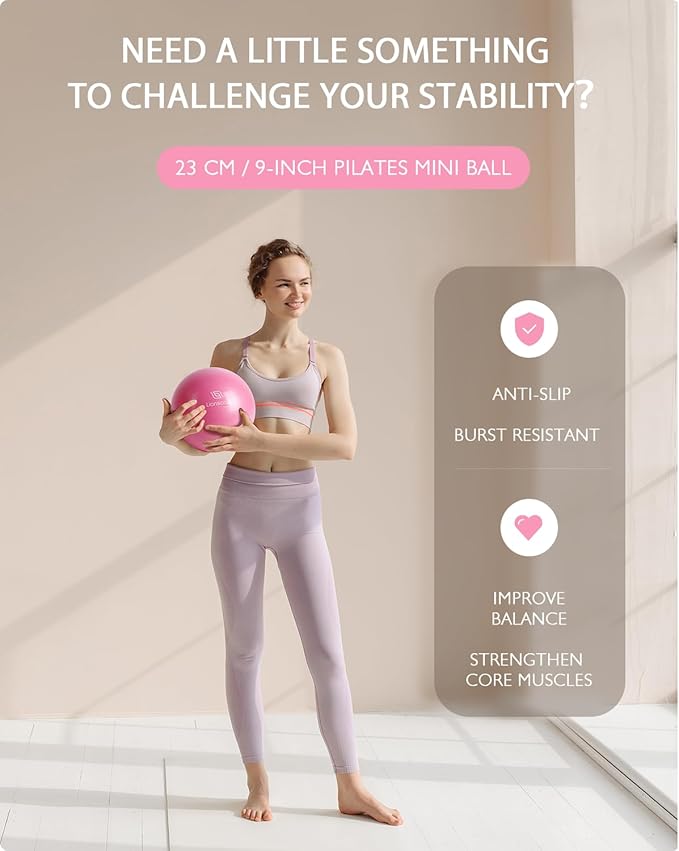 LIONSCOOL Pilates Ring Set – 14" Anti-Deformation Magic Circle with Padded Handles, Mini Ball, Resistance Bands, Guide & Bag