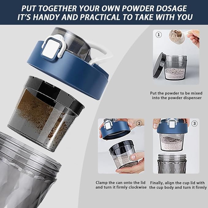 Electric Protein Shaker Bottle, USB Rechargeable Mixing Cup, Water Drink Mixer Portable Bottles for Gym Sport, BPA-Free Tritan, 22oz (Navy Blue)