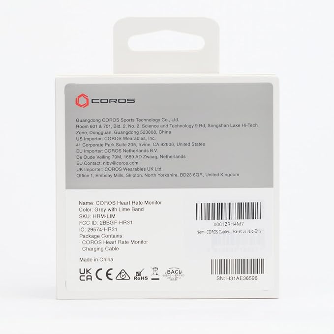 COROS Heart Rate Monitor, Comfort, Easy to wear, Auto-wear Detection, Advanced Sensor, Precise Data, Bluetooth, 38 Hours Battery Life, Connects up to 3 Devices at Once, for Run and Bike