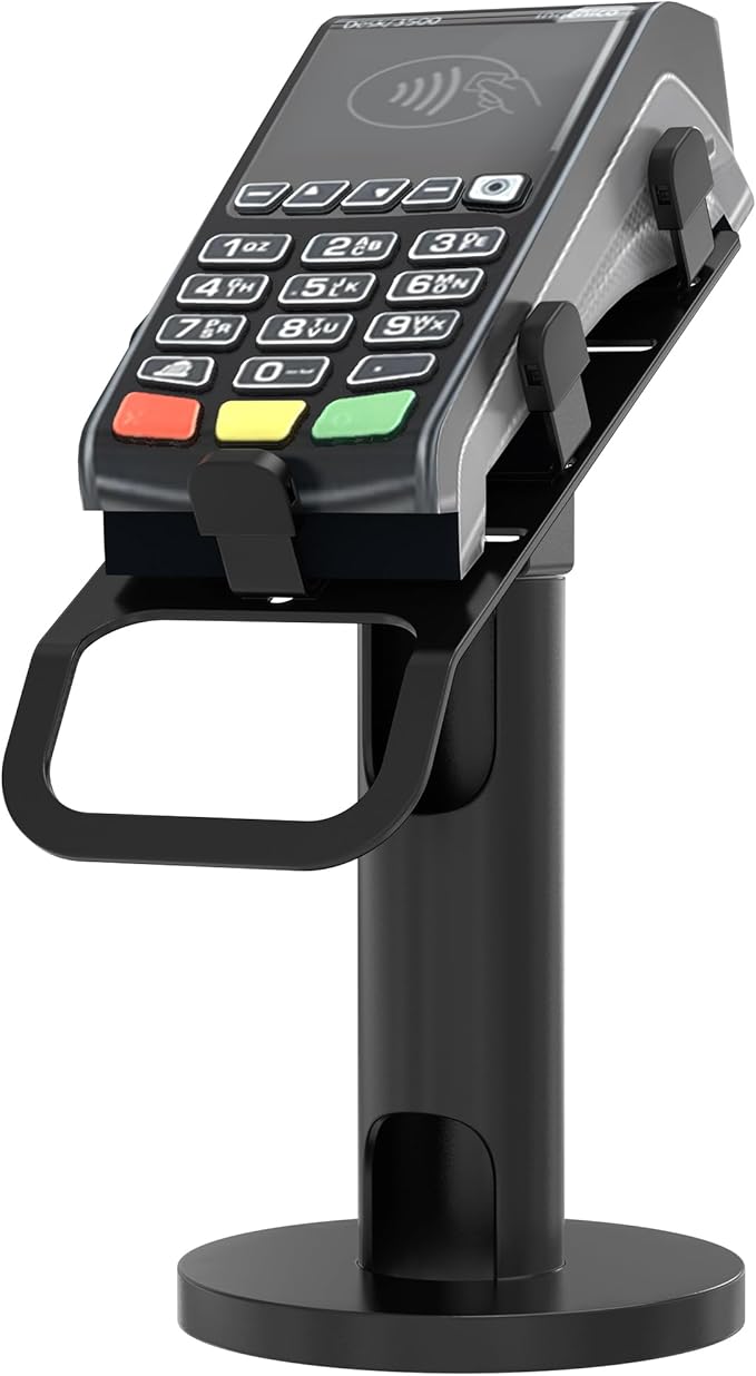 CTA Universal Credit Card Reader Stand - Universal Rotating Card Reader Terminal Stand for Verifone, Ingenico & Pax POS Stations - Bolt Down or Adhesive Anti-Theft Security - Easy Install