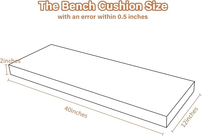 40x12x2 Linen Bench Cushion, Strengthen Breathable Indoor Seat Cushions, High-Density Bench Pad with Anti-Slip Bottom, Indoor Cushion for Bay Window Porch Furniture - Black