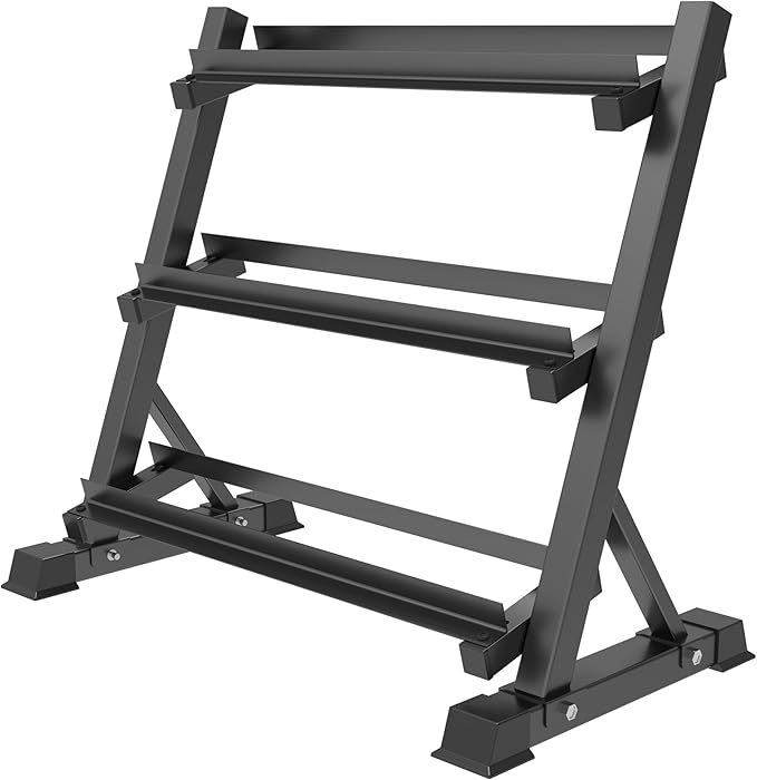 Dumbbell Rack Adjustable 3-Tier Weight Stand, 1100LB Capacity Heavy Duty Weight Storage Rack for Home Gym