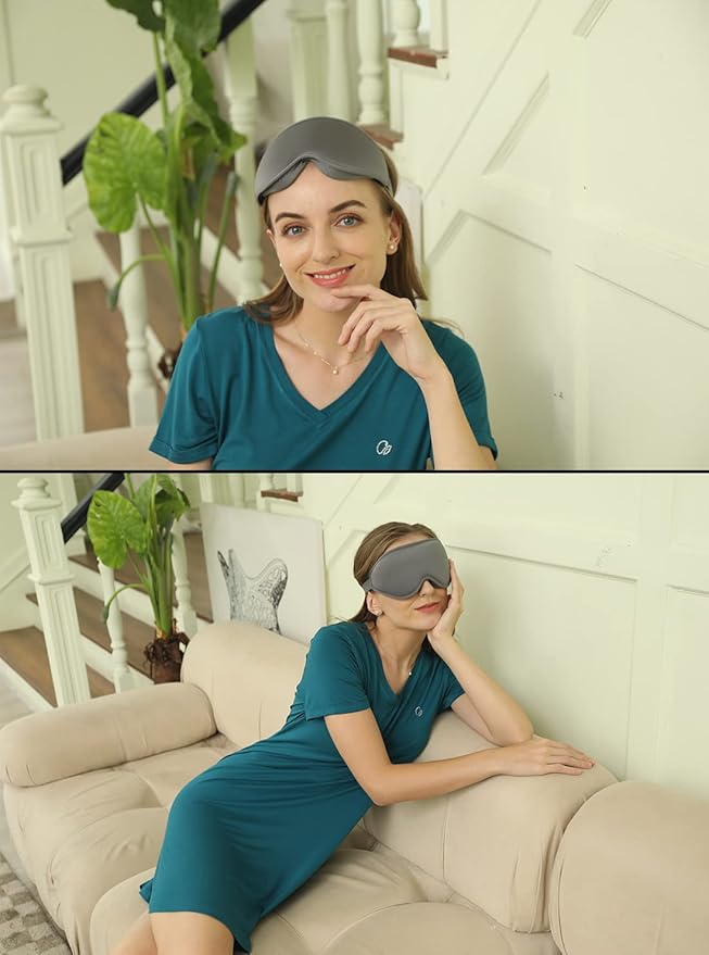 Sleep Mask, 3D Deep Contoured Eye Covers for Sleeping, 99% Block Out Light Eye Mask, Zero Pressure Cup Blindfold for Men Women, with Adjustable Strap for Sleeping, Yoga, Traveling (Grey)