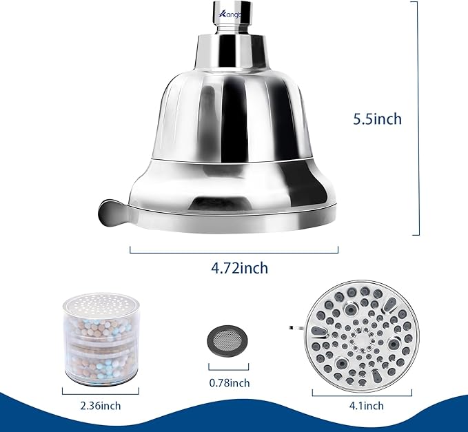 Filtered Shower Head | Shower Head for Hard Water | High Pressure Shower Filter Head for Healthier Hair Skin Reduce Hair Shedding- Chrome