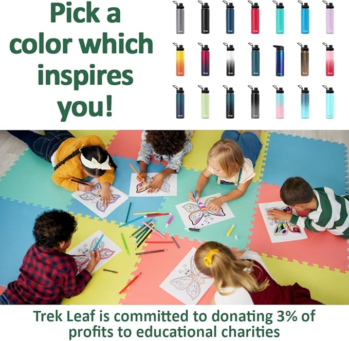 Travel Water Bottle with 3 Lids (Spout, Straw, Flip) Leak Proof, Quality, Vacuum Insulated, Stainless Steel (Gray, 22 oz)