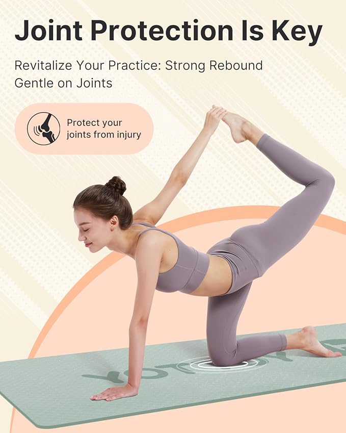 YOTTOY Yoga Mat, 72"x 32"x1/3" Extra Wide Non-Slip Exercise Fitness Yoga Mats,Eco-Friendly TPE Exercise Mats for Women Men Home Workout with Strap Bag