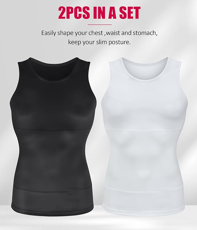 Gotoly Men Compression Shirt Shapewear Slimming Body Shaper Vest Undershirt Tummy Control Tank Top
