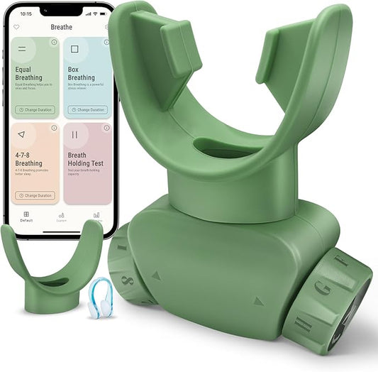 Breathing Exercise Trainers Adjustable and Portable Easy to Clean for Daily,Fitness & Sport Green