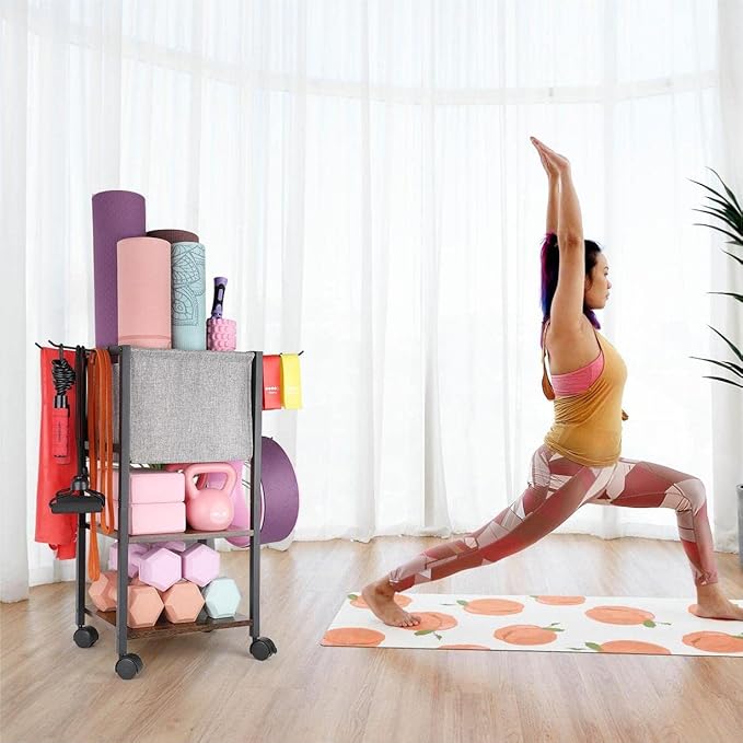 Yoga Mat Storage Rack Home Gym Equipment Workout Equipment Organizer Yoga Mat Holder for Dumbbell,Kettlebell and More Gym Accessories Gym Essentials Women Men Fitness Exercise Equipment Organization