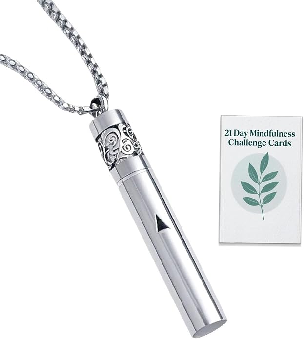 Mindfulness Breathing Necklace & Essential Oil Diffuser for Women Men Gift 2-in-1 Stainless Steel Breathlink Jewelry for Inner Balance, Daily Focus, Yoga, and Meditation