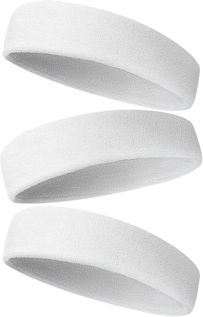 Sweatbands Sports Headband for Men & Women - Terry Cloth Moisture-Wicking Sports Towel Headband for Tennis, Basketball, Running, Gym, and Fitness Working Out