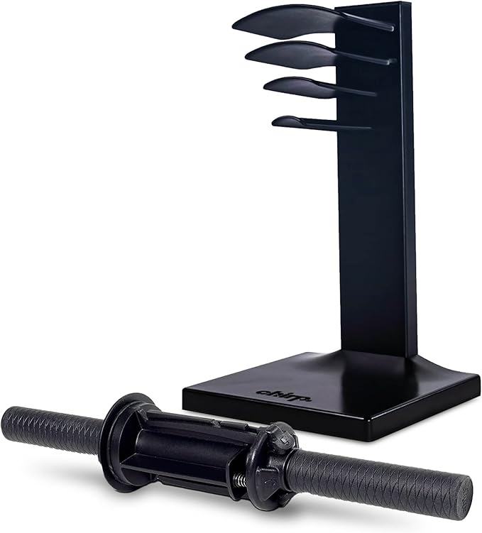 Chirp Focus Muscle Roller Handle and Wheel Rack - Equipment for Deeper Muscle Recovery and Secure Storage, Best Combined with 4-Inch Focus Wheel - 15.5" (39cm)