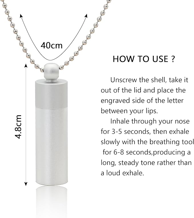 528 Hz Meditation Necklace Breathing Frequency Sound Healing Device by Adjusting The Breathing for Anxiety & Stress Relief Mindfulness (Silver)