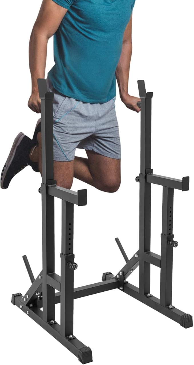 Adjustable Barbell Rack, Multi-function Barbell Rack,Squat Rack Stand, Barbell Rack for Bench Press,Weight Lifting Rack for Home Gym Strength Training Fitness Workout, Max Load 550LBS