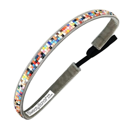 Sweaty Bands Womens Girls Headband - Non-Slip, Velvet-Lined Fashion Hairband - Bling It Glitzy Goddess 5/8-Inch