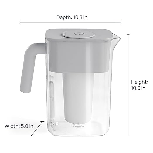 Culligan with ZeroWater Technology 12-Cup Water Filter Pitcher – Includes 5-Stage Advanced Water Filter, IAPMO Certified to Reduce Lead, Total PFAS (Forever Chemicals), Mercury, Fluoride, and Chlorine