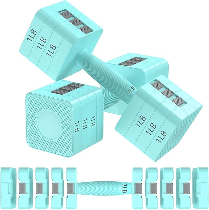 22LBS Adjustable Dumbbells Set, Hand Weights Sets with 5 Levels 3lb, 5lb, 7lb, 9lb, 11lb, Adjustable Weight Dumbbells for Women/Men Home Gym Full Body Workout
