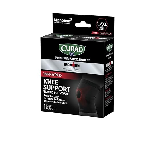 CURAD Performance Series IRONMAN Infrared Knee Support, Elastic Knee Sleeve for Pain Management, Compression Support for Recovery and Performance, Powered by CELLIANT Technology, Large/X-Large