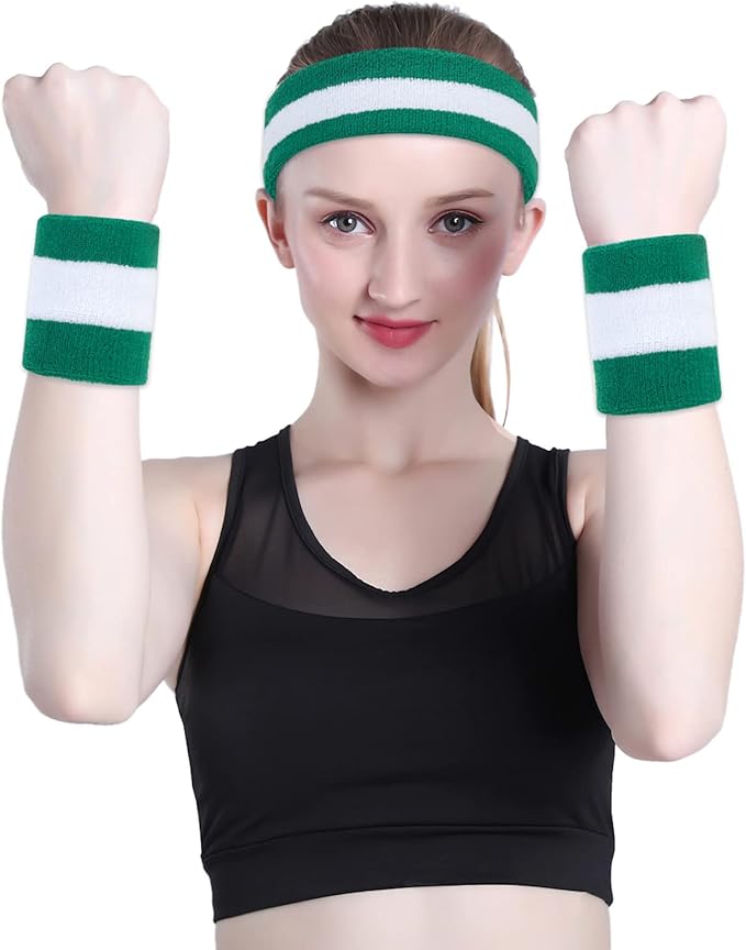 ONUPGO Sweatband Headbands for Men & Women -12PCS Sports Headbands Moisture Wicking Athletic Cotton Terry Cloth Headband for Tennis,Basketball,Football,Gym,Working Out