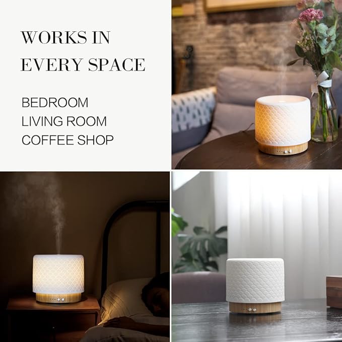 Essential Oil Diffuser 280ml Aromatherapy Diffuser for Large Room Small Humidifier with Sleep Mode-4 Timers, 3 Modes Lights, Auto-Off, No Beep