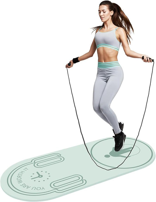 8/20/30mm Jump Rope Mat Fitness Exercise Mat Durable, Non-Slip, Workout Mats with Jump Rope & Carrying Bag for Home Gym Flooring (55"x 24")