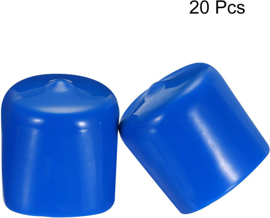 uxcell 20pcs Rubber End Caps 36mm ID Vinyl PVC Round Tube Bolt Cap Cover Screw Thread Protectors Blue
