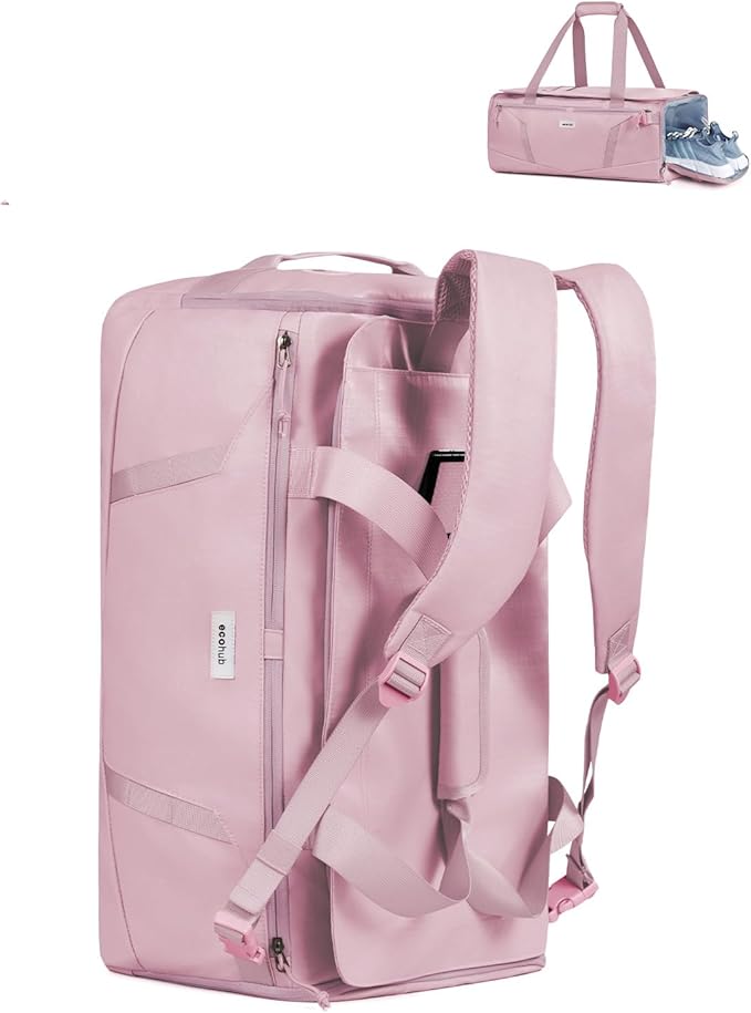 ECOHUB 40L Gym Bag for Women Men Water Resistant Sports Duffle Bag with Shoes Compartment& Wet Pocket, Travel Weekender Camping Backpack