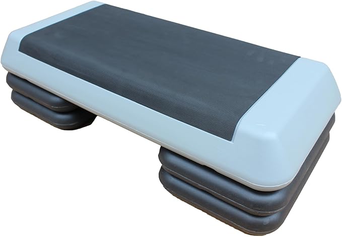 Adjustable Workout Aerobic Exercise Step Platform, Fitness & Exercise Step Platform with 2/4 Stackable Risers for Home Gym Cardio Training(Grey/Red)