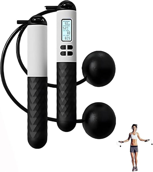 Indicatek Skipping Rope with Counter, Cordless Jump Rope, Smart Weighted Cord with Lcd Display, Adjustable Digital Counting Skipping Tool, Tangle-Free Wireless String for Fitness