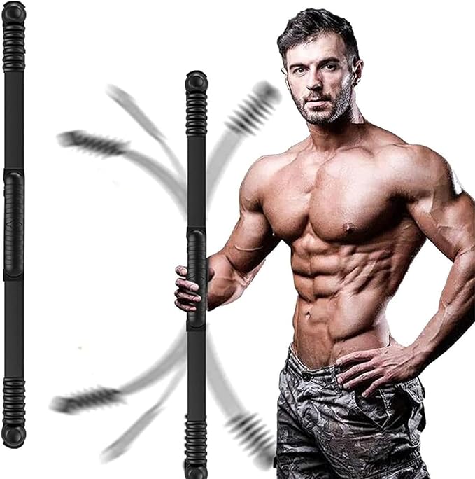 Fitness Exercise Bar,Elastic Fitness Bar,High Frequency Vibration Training Fat Buring Workout Bar for Yoga Pilates Sports,Power Twister for Arm,Abdominal Muscles Strength Exercises In Home Gym