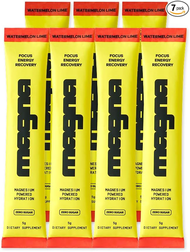 MAGNA Electrolyte Powder Drink Mix for Hydration, Energy & Focus Support with Magnesium L Threonate, Sodium, Potassium, Vitamin D, B6 & B12, Sugar Free, Watermelon Lime Flavor, 7 Servings
