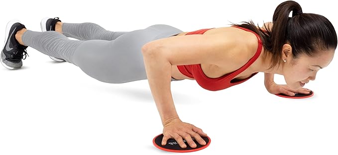 ProsourceFit Core Sliding Exercise Discs, Dual-Sided Sliders for Use on Any Surface at Home or Gym for Full-Body Workouts, Set of 2