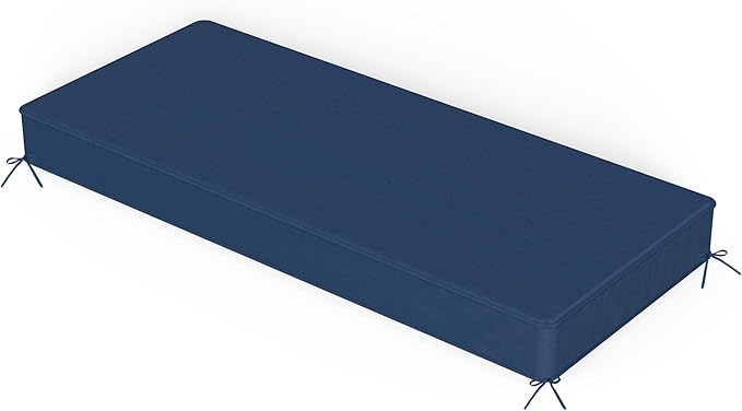 Sundale Outdoor Olefin Bench Cushion， Water-Resistant Patio Couch Cushion, Loveseat Sofa Pad with Straps Dark Blue, 42 x 18 x 4 Inches