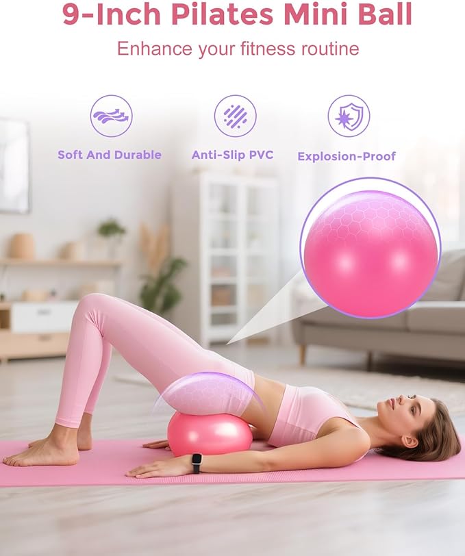 Pilates Essentials Kit for Women, 14-Inch Magic Circle Home Pilates Equipment with Pilates Ring and Ball Set, 5 Resistance Bands & Accessories for Home Workouts Beginners Essentials Starter Set